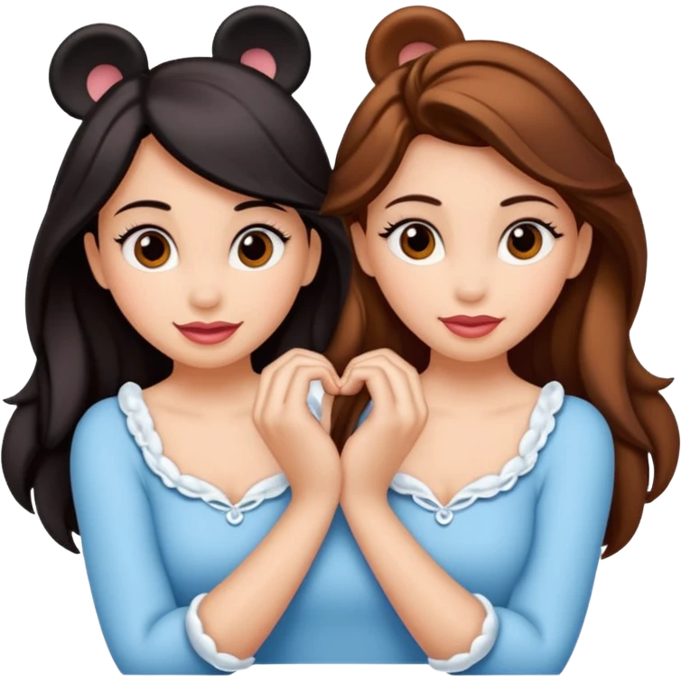 Son quatro chicas montadas en una atraccion de levantando la mano con orejas de Disney puestas en una atracción emoji