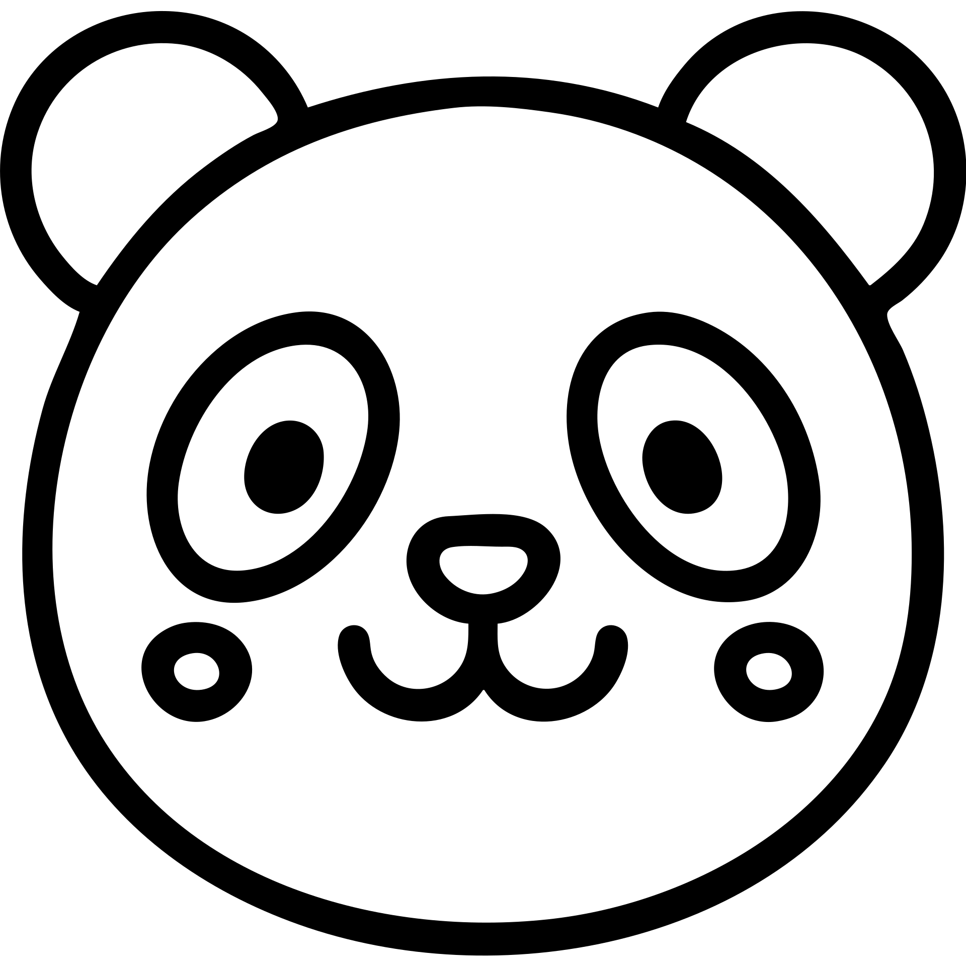 cute panda icon, blushing, outlined, simple and friendly emoji