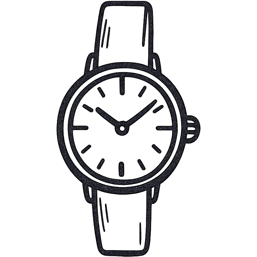 watch, hand-drawn icon style, black outlines, no fill, sketchy look emoji