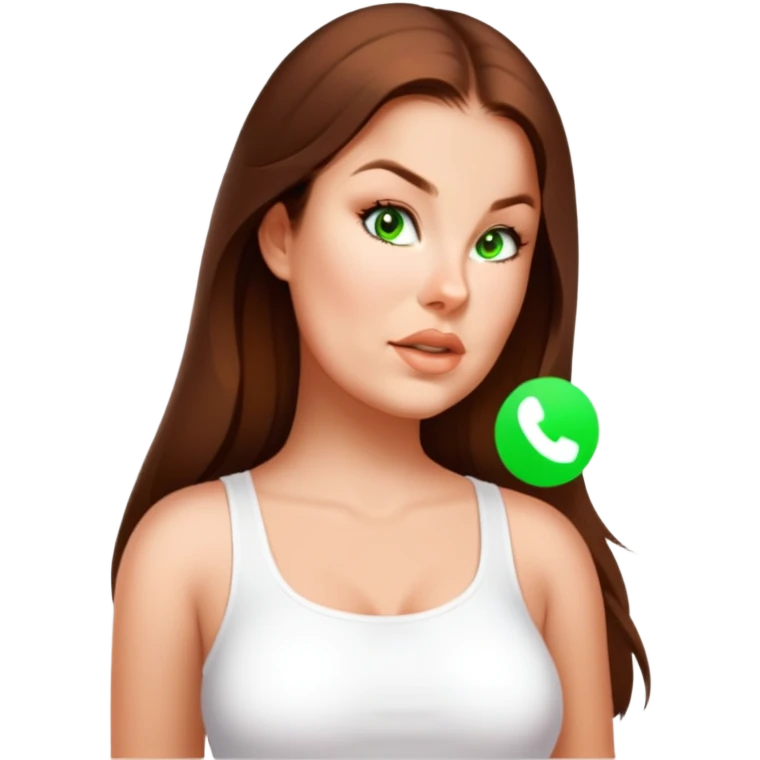 female, wearing white top, long brown hair emoji