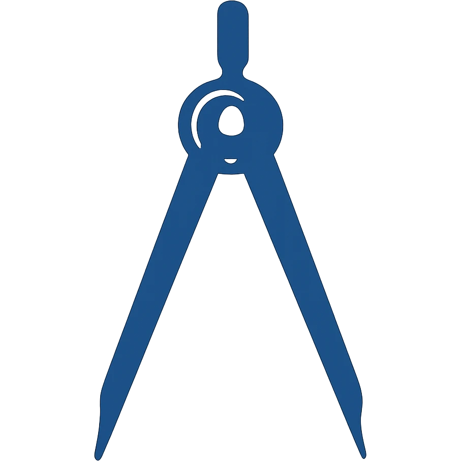 flat design minimalist navy blue compass tool inspired by the one Luca Pacioli is using in his portrait, simple and iconic emoji