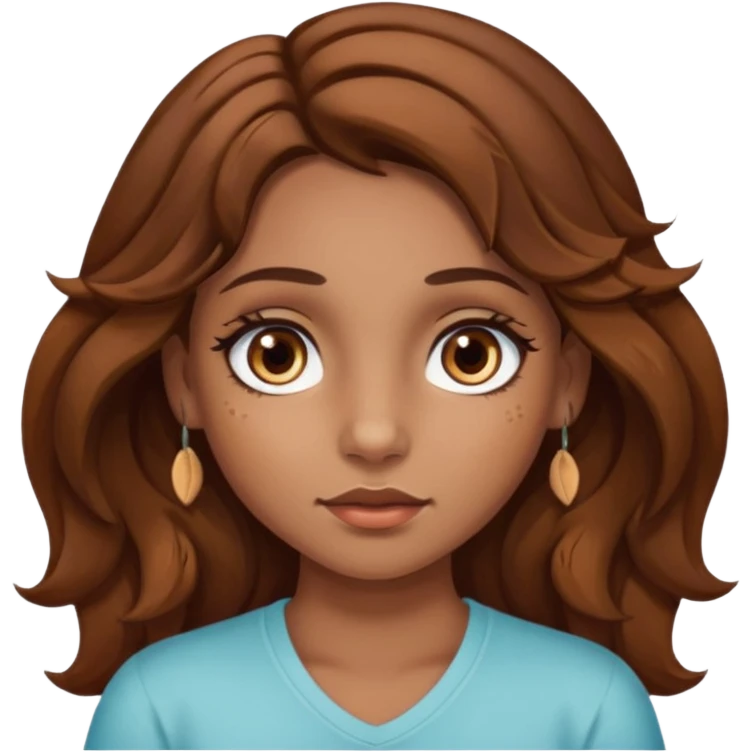 girl with wavy hair, almond shaped eyes, birthmark near her eye, tan, with lots of swag, cool, face piercings  emoji