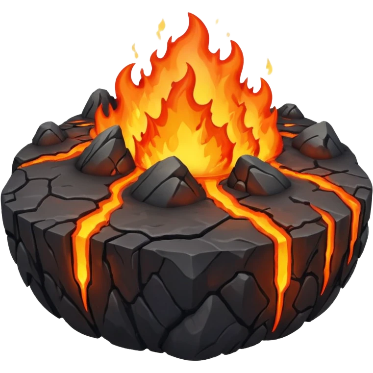 planet, surface covered in fire, lava and rocks  emoji