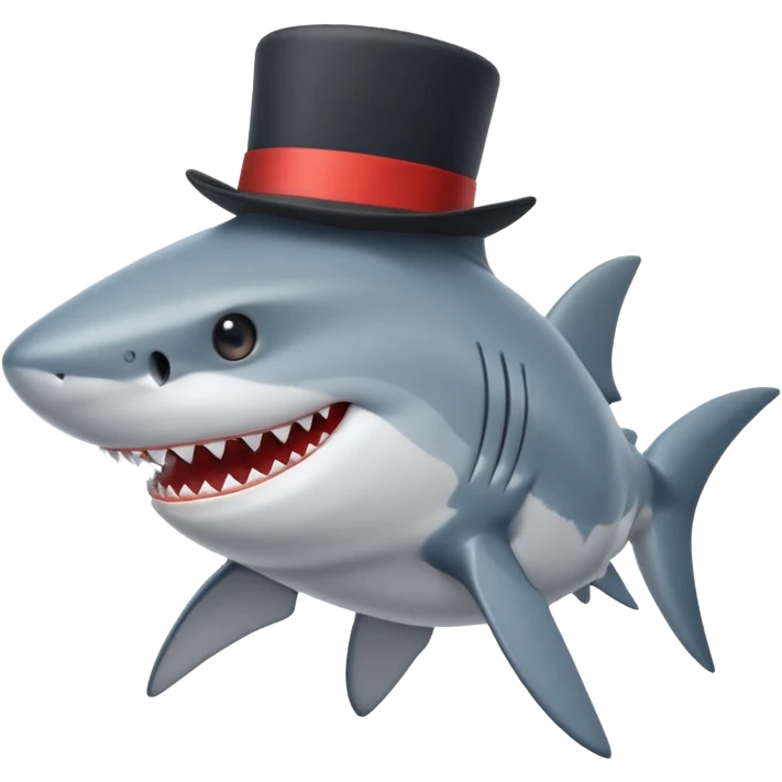 Shark with a top hat emoji