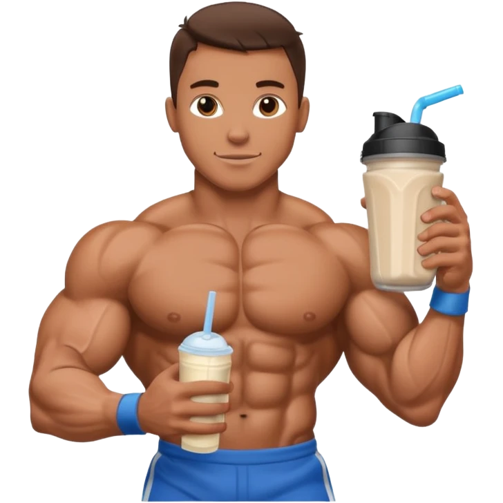 bodybuilder holding protein shake emoji