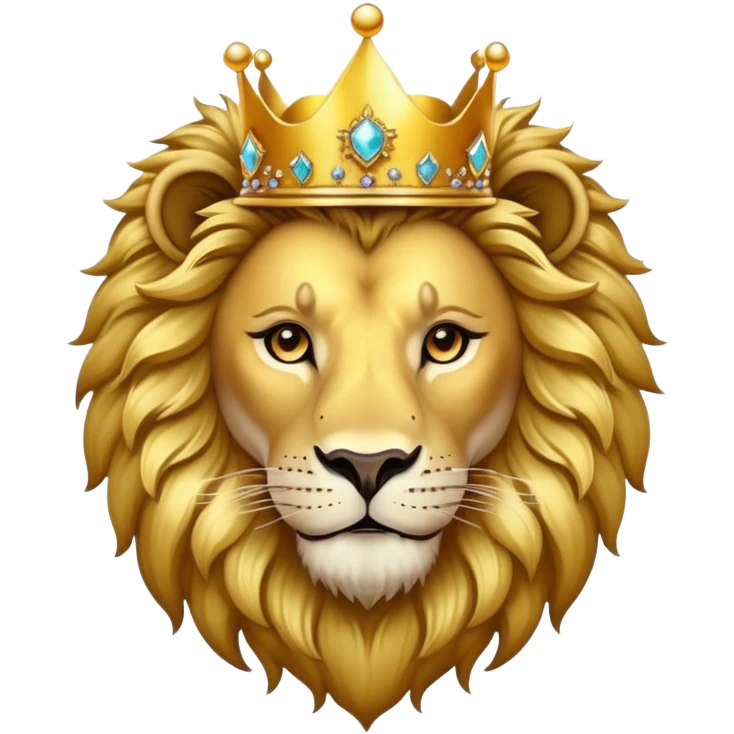 Golden Crescent moon with sparkles, with a lion wearing a crown emoji