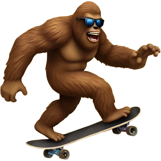 Bigfoot skateboarding with sunglasses on and explosion behind him emoji