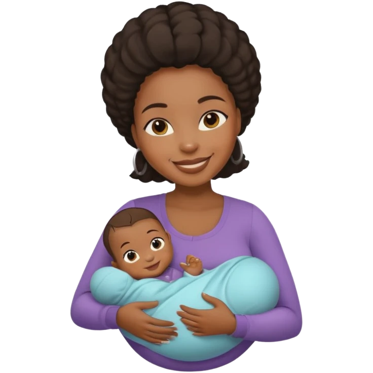 Black woman rocking her baby emoji