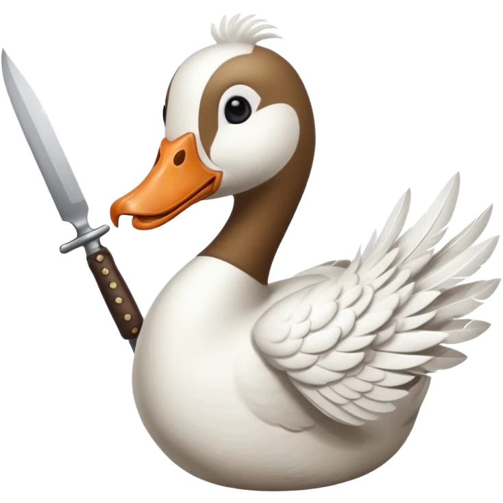 a goose with a knife in its mouth emoji