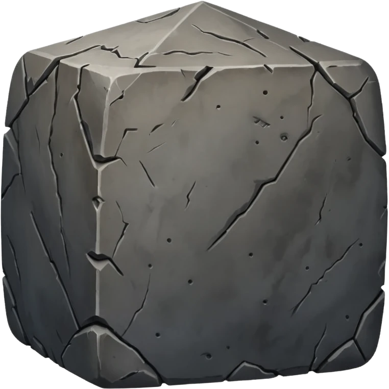 Create a dark gray stone truncated square pyramid, worn, weathered, with rounded edges and realistic rough texture emoji