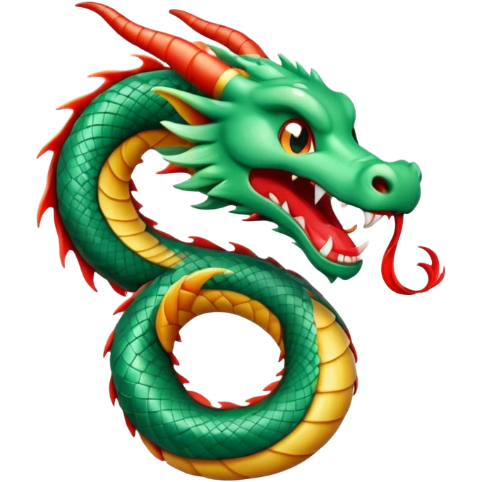 Cinematic Cute Yawning Chinese Serpent Dragon Portrait Emoji, Head gently inclined with a dramatic, wide-open yawn, revealing an elegantly elongated body with softly glowing jade and vermilion scales, enriched by subtle, ethereal cloud and ripple motifs; rendered with authentic detail and delicate natural light, high shine, relaxed yet wise, styled with a dash of ancient mystique, soft glowing outline, capturing the essence of a drowsy but venerable celestial dragon ready to drift into a serene, timeless slumber! emoji