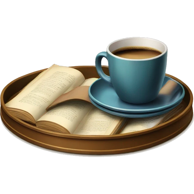 vintage tray with books and coffee  emoji