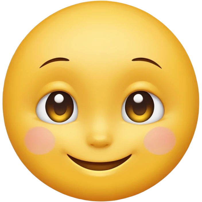 Emoji, yellow round smiling face, vibrant bright shy expression emoji