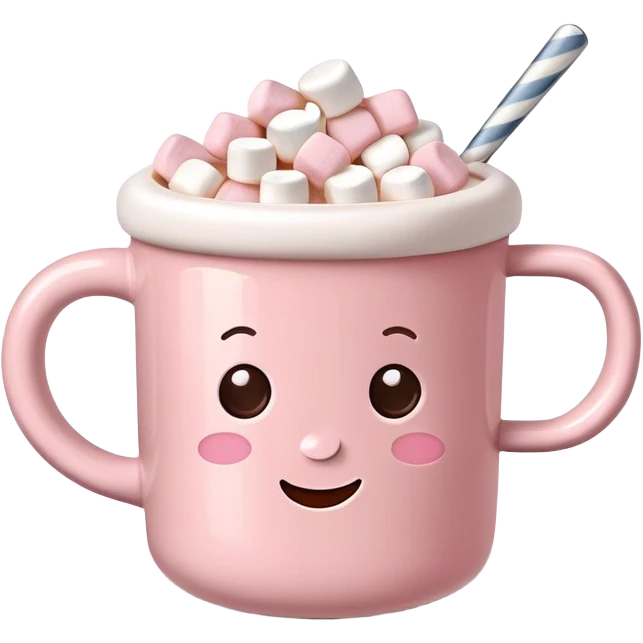 Light Pink mug of hot chocolate with marshmallows  emoji