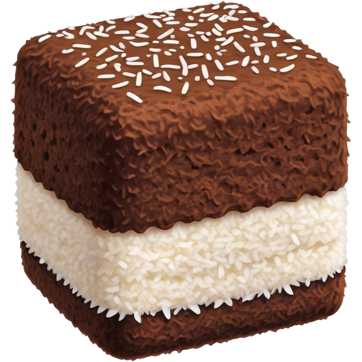 Cinematic Realistic Lamingtons Dessert Emoji, depicted as soft sponge squares coated in chocolate and coconut rendered with mouth‚Äêwatering detail and vibrant lighting. emoji