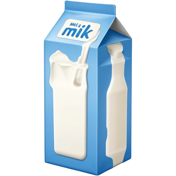 blue and white milk carton with milk label emoji