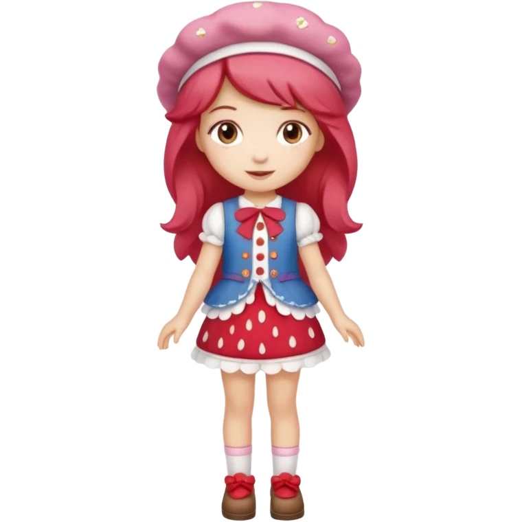 pretty and cute realistic modern day strawberry shortcake full body emoji