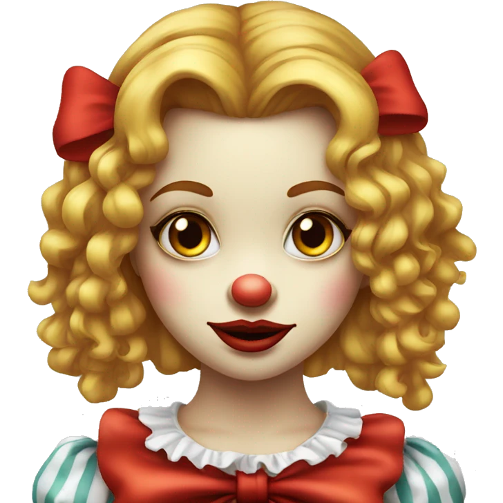 Pretty clown girl long hair red nose red bow  emoji