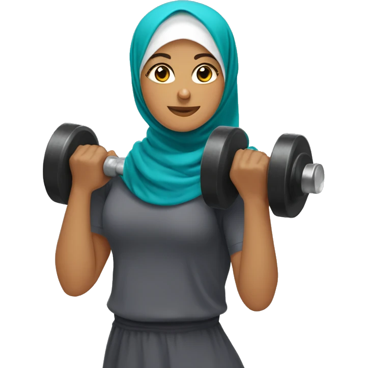 Russian-hijabi-lifting-dumbbell emoji