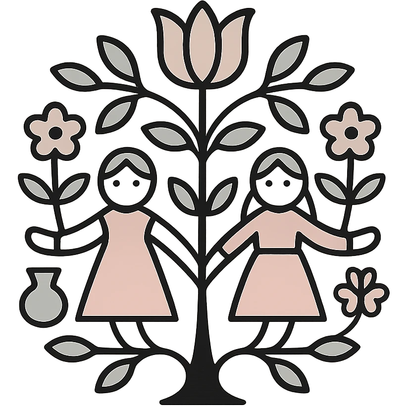 a Nordic folk art tree, minimal, neutral palette, transparent background emoji