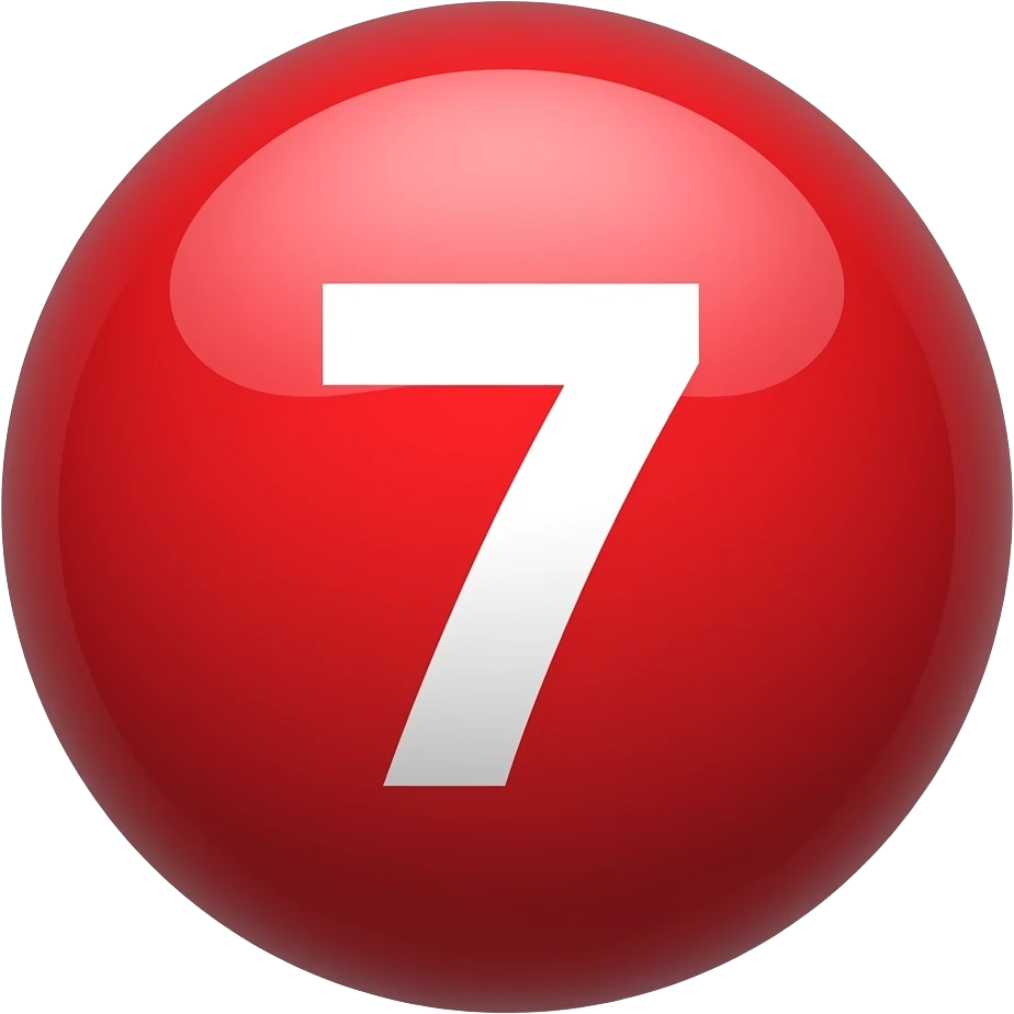 Red ball with no. 7 on it emoji