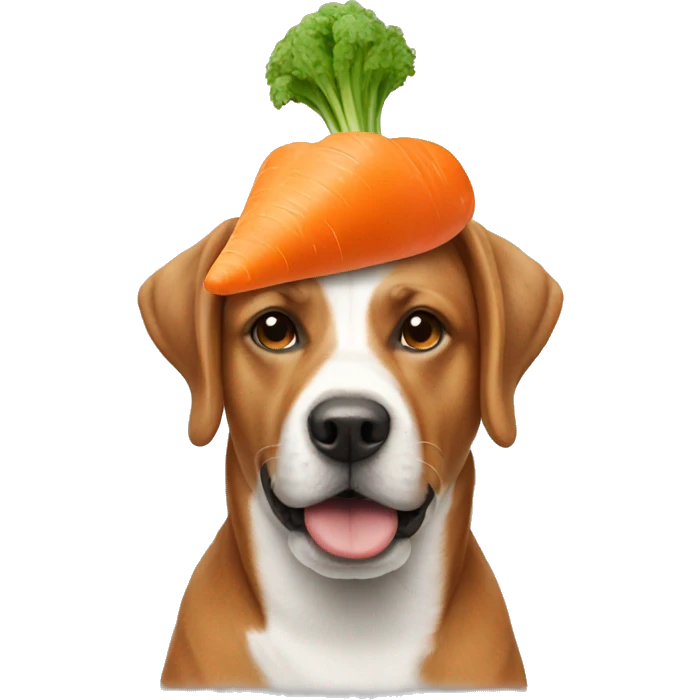 dog with a carrot on his head emoji