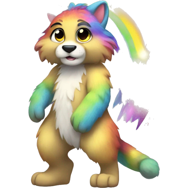 Furry, sparkle, rainbow, animal, anthro, full body emoji