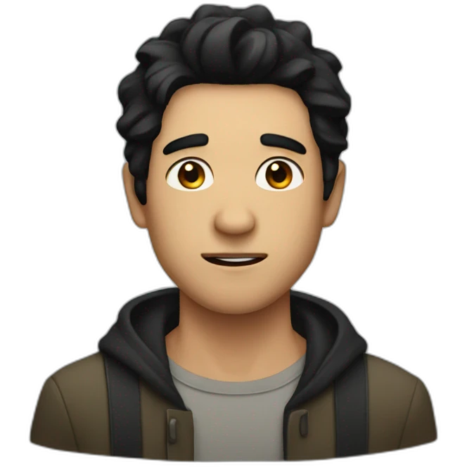A guy with black hair and a scar in his mouth emoji