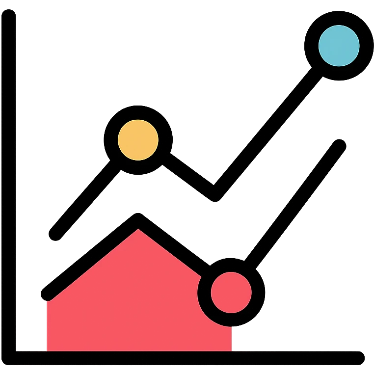 simple graph icon with colored lines and dots emoji