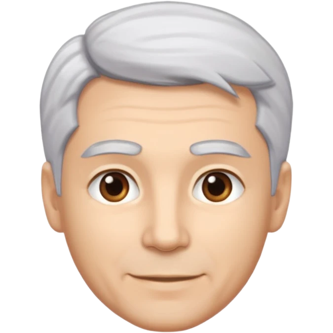 A light-skinned man with soft, silver-white hair styled upward, brown eyes, and a gentle smile. emoji