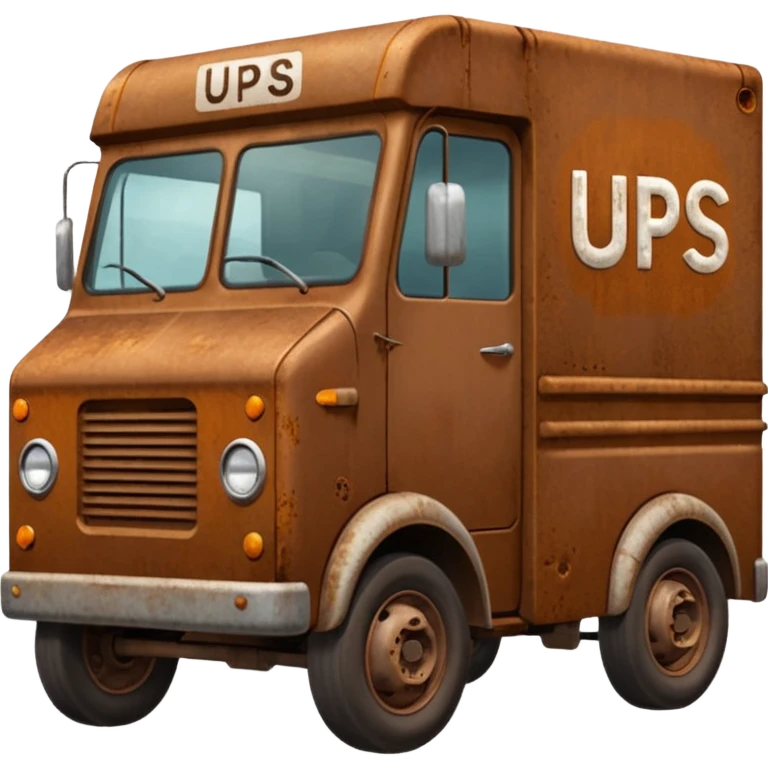 Brown delivery truck with the letters u p s on the side emoji