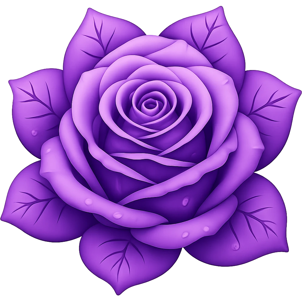 Make the blue icy rose purple in the style of emoji (apple style emojis). Remove the background. emoji