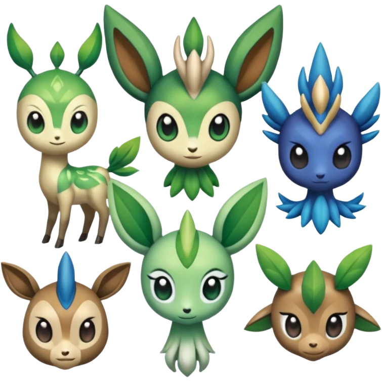 Meloetta-Celebi-Xerneas-Sawsbuck-Virizion-Pokémon-Fakémon-creature emoji