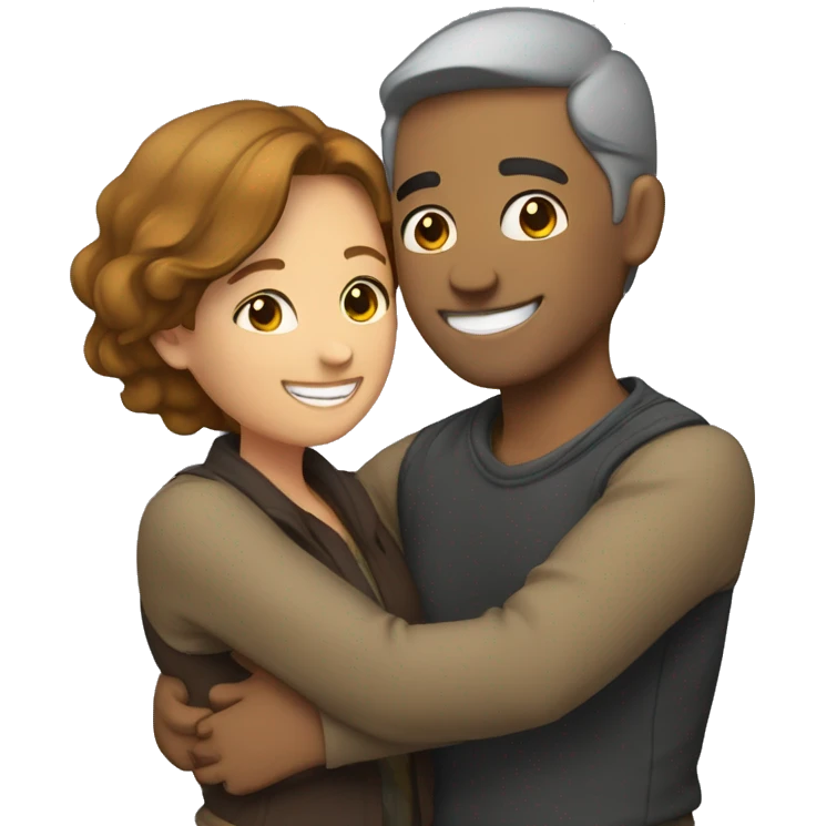 couple hug with warm smiles emoji