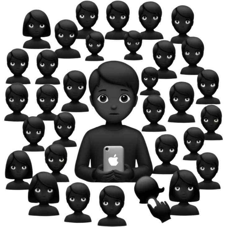 child silhouette surrounded by several larger silhouettes emoji