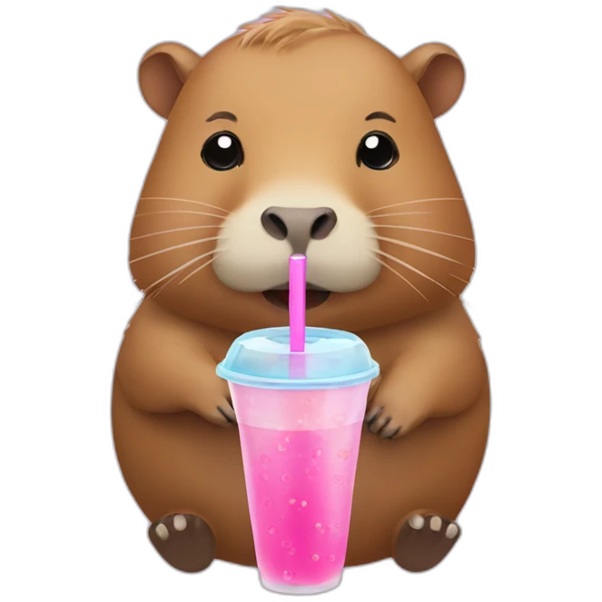 Capybara with bubble tea emoji