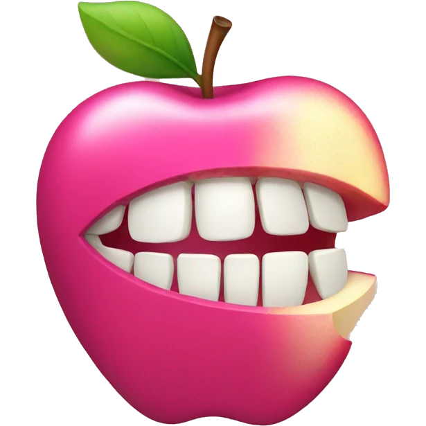 a pink apple with a bite emoji