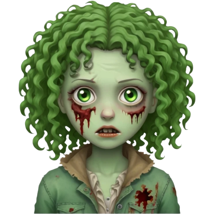 curly head girl zombie emoji