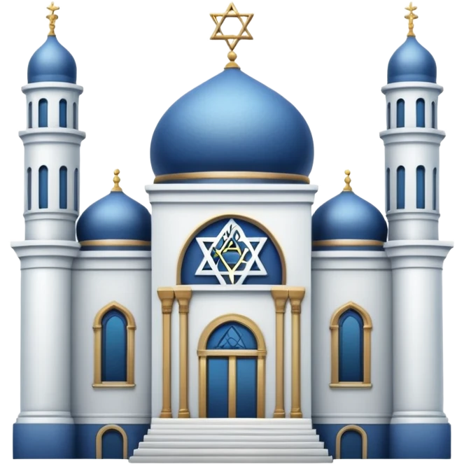 reform jewish synagogue similar in architecture to historical churches (pretty and magnificent), white in color, in ios emoji style emoji