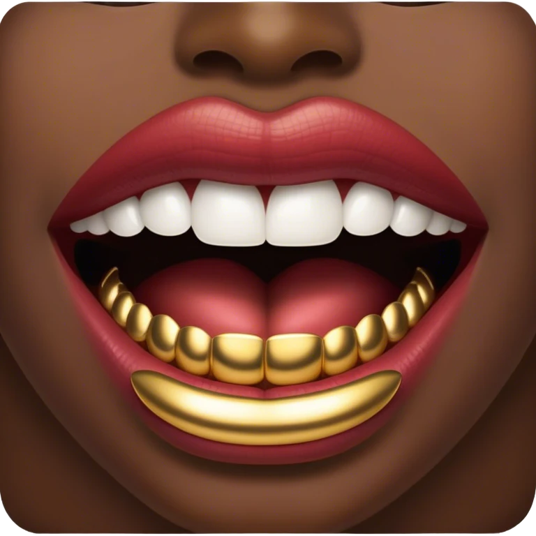 Lips with gold teeth  emoji