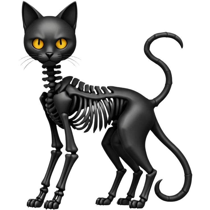 Shiny edgy gothic evil Cat skeleton (full body) emoji
