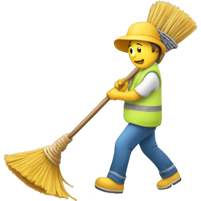 a broom cleaning a network` emoji