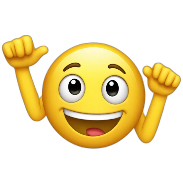 Happy emoji dancing only head and hands emoji