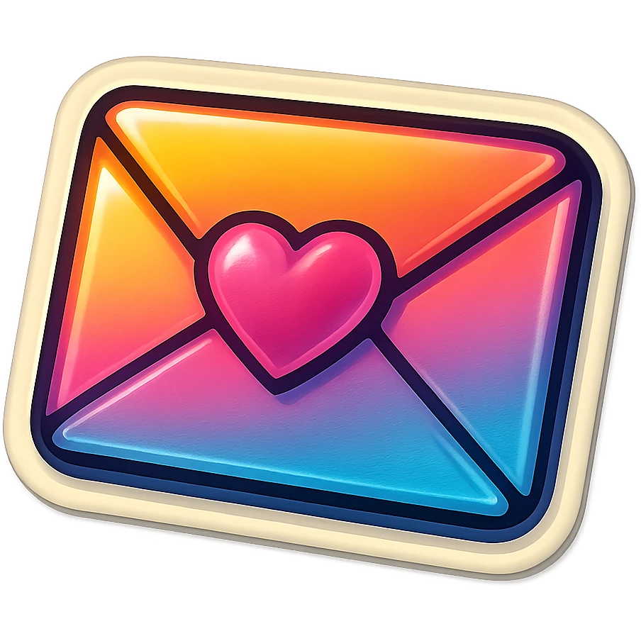 A love letter, vintage envelope, retro vibe emoji