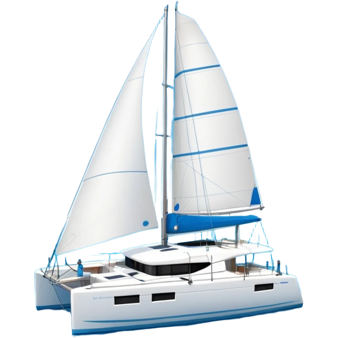 A lagoon 42 catamaran with no wording or letters on the boat  emoji
