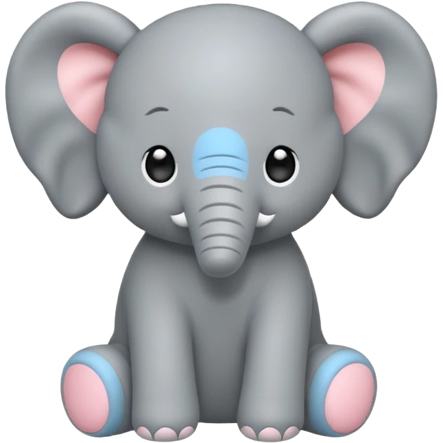 Chibi style Plush elephant emoji