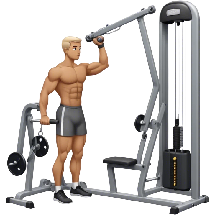 side-view man standing cable-machine tricep-pushdown emoji