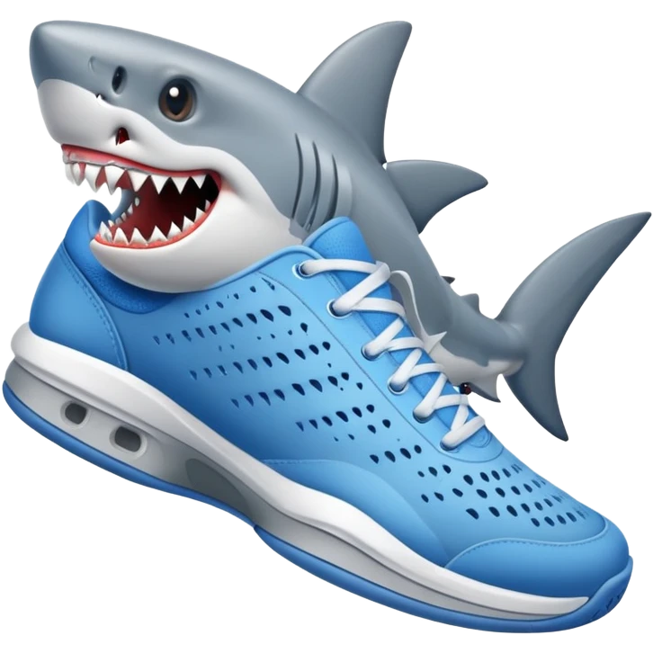 Athletic shark in blue tennis shoes emoji