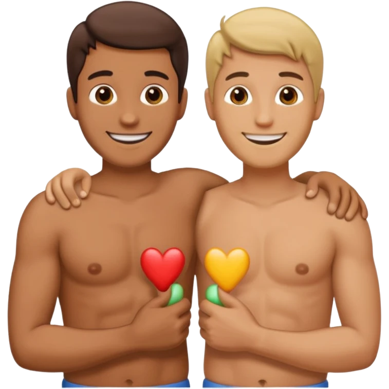 Two Guys standing next to each other holding each others penis emoji