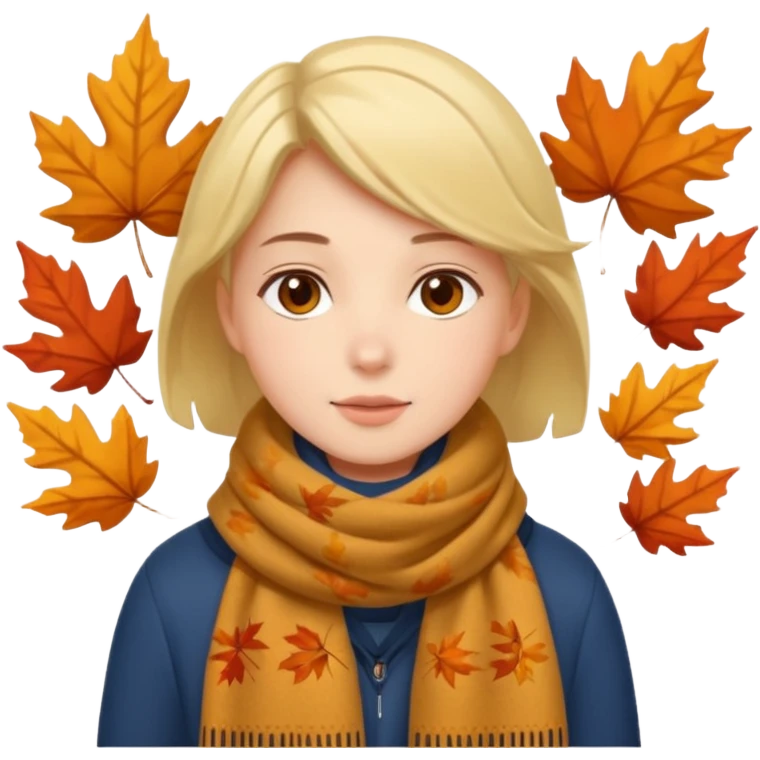 🧣🍂🍁 Wrapped in a scarf under falling leaves emoji